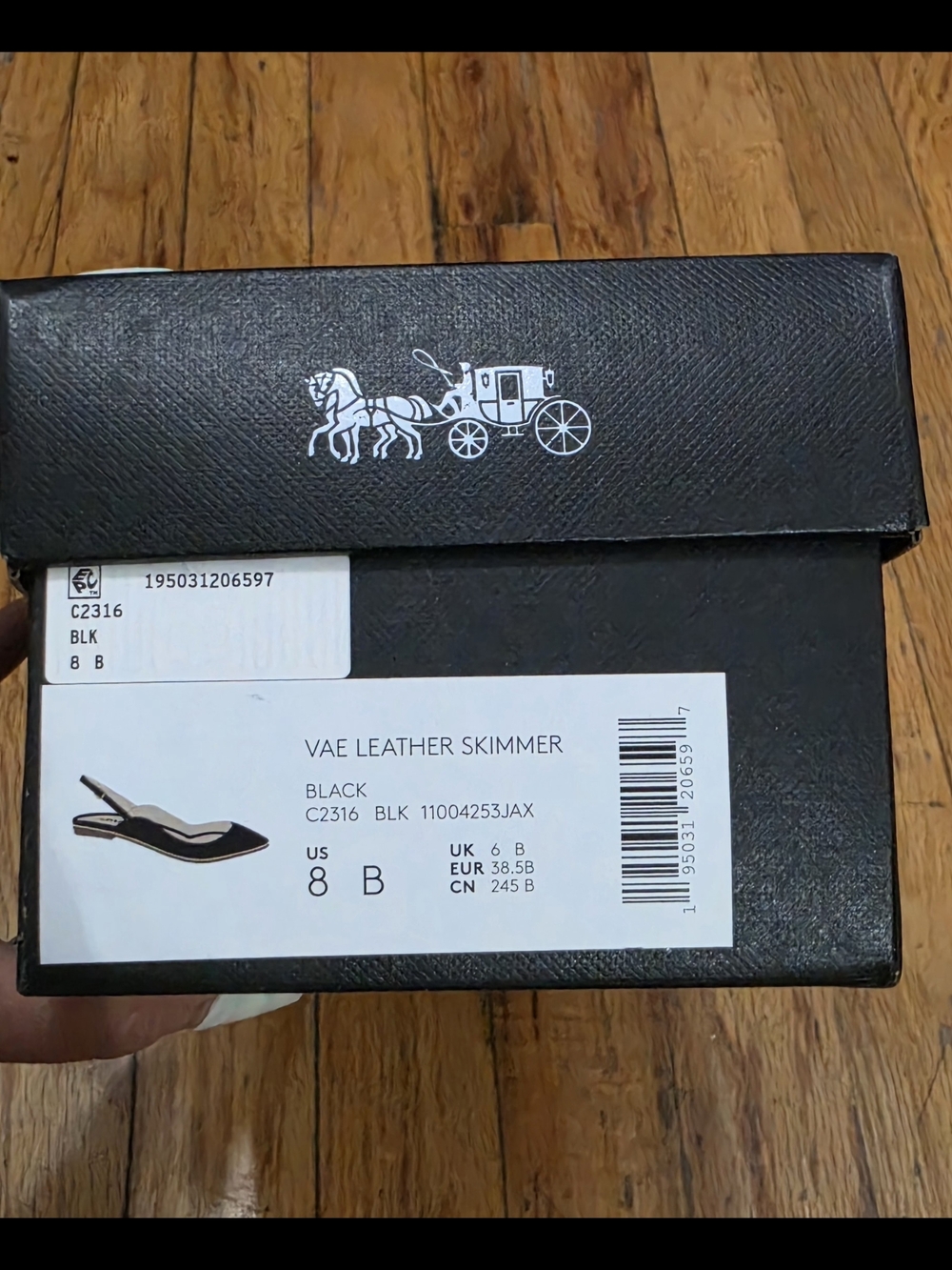 Coach Vae Leather Pointed Toe Slingback Flats in Black - Picture 5 of 7